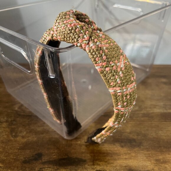 Top Knot Straw Cross Pattern Headband - Picture 1 of 3